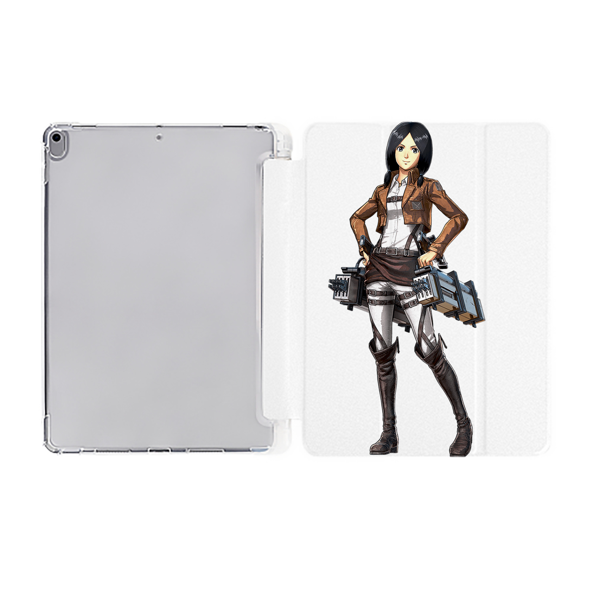 （画像用） 進撃の巨人 ミカサ·アッカーマン Attack on Titan Mikasa Ackerman IPad ケース ペン収納付き 三つ折りスタンド PUレザー×シリコン 対応機種9.5/10.5/10.9インチ